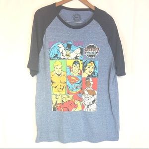 DC 2xl blue comic T-shirt Batman Superman geekery